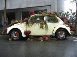 "Funeral" of a car in Reykjavik, Iceland.