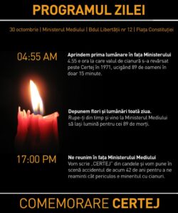 Eveniment: Comemorarea victimelor accidentului minier cu cianuri de la Certej (1971)