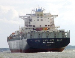 Nava MSC Flaminia se intoarce in Portul Mangalia