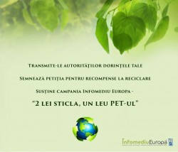 Esti dator Terrei! Semneaza petitia pentru a sustine campania „2 lei sticla, un leu PET-ul!”