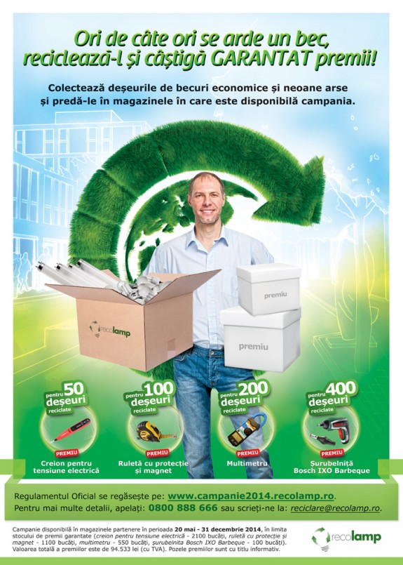 Afis-575x805 « Ori de câte ori se arde un bec, recicleaz?-l ?i câstig? garantat premii! » în campania na?ional? a Asocia?iei Recolamp